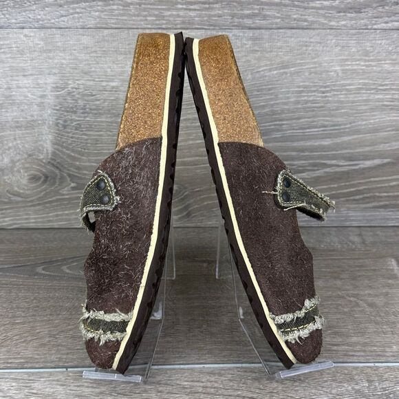 Birkenstock Birki’s Maria Women’s Sz 6/EU 37 Brown Olive Denim Slip On Mules - Picture 9 of 12